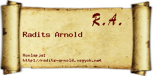 Radits Arnold névjegykártya